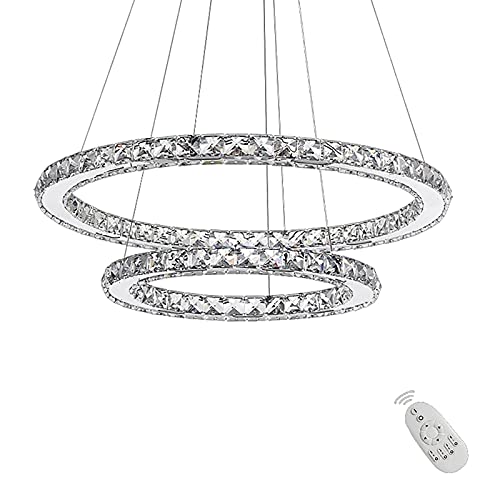 UISEBRT 48W LED Pendelleuchte Hängeleuchte Kristall - Moderne Kreative Höhenverstellbar Kronleuchter Hängelampe Deckenlampe Zwei Ringe Esszimmer Schlafzimmer Wohnzimmer, Dimmbar UISEBRT 48W LED Pendelleuchte Hängeleuchte Kristall - Moderne Kreative Höhenverstellbar Kronleuchter Hängelampe Deckenlampe Zwei Ringe Esszimmer Schlafzimmer Wohnzimmer, Dimmbar von UISEBRT