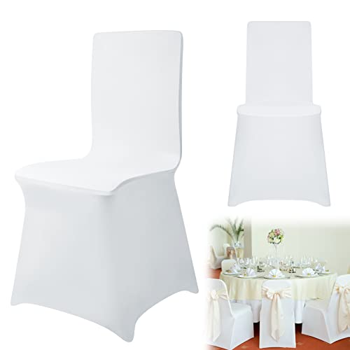 UISEBRT 50pcs Stuhlhussen Stretch Set - Weiß Stuhlbezug Elastisch Stühle Schutz Abnehmbarer Waschbarer Universal Chair Cover für Büro Hotel Esszimmer Bankett Hochzeit Party Deko(50 Stück) von UISEBRT