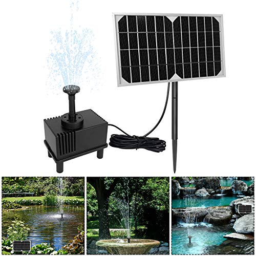 UISEBRT 5W Springbrunnen Solarpumpe Wasserspiel Fontäne Solar Pumpe Teichpumpe für Garten,Vogel-Bad,Teich,Fisch-Behälter (5W) von UISEBRT