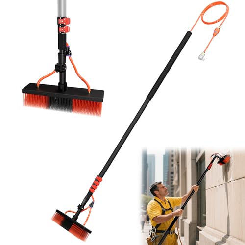 UISEBRT 6m Teleskop Waschbürste mit Teleskopstiel und Wasseranschluss Fensterreiniger 30cm Bürstenkopf Reinigungsbürste aus Aluminium und PP für Fenster Photovoltaikmodule Terrassendach von UISEBRT