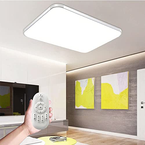 UISEBRT 72W LED Deckenleuchte Dimmbar Modern Deckenlampe mit Fernbedienung Ultraslim Flimmerfreie LED Lampe für Schlafzimmer Wohnzimmer Küche - Silber von UISEBRT