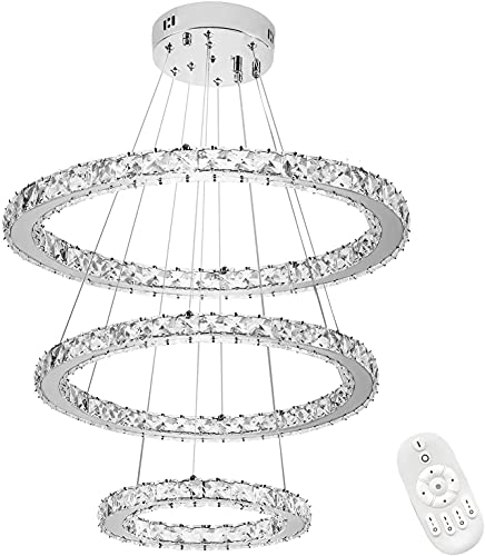 UISEBRT 96W LED Pendelleuchte Hängeleuchte Kristall - Moderne Kreative Höhenverstellbar Kronleuchter Hängelampe Deckenlampe Drei Ringe Esszimmer Schlafzimmer Wohnzimmer, Dimmbar UISEBRT 96W LED Pendelleuchte Hängeleuchte Kristall - Moderne Kreative Höhenverstellbar Kronleuchter Hängelampe Deckenlampe Drei Ringe Esszimmer Schlafzimmer Wohnzimmer, Dimmbar von UISEBRT