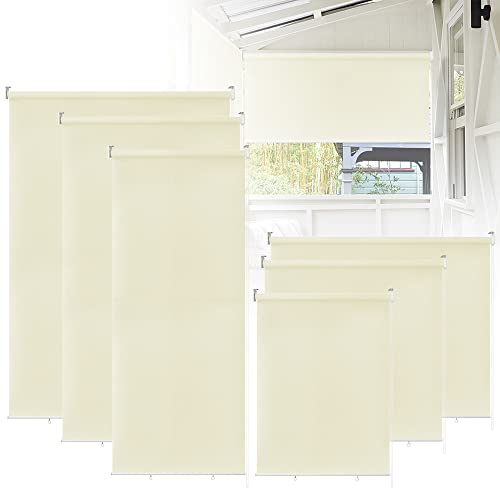 UISEBRT Außenrollo Senkrechtmarkise Verdunkelungsrollo Außen Balkonrollo Sichtschutz Rollo Beschattung Sonnenschutzrollo UV Schutz (180 * 140cm, Beige) von UISEBRT