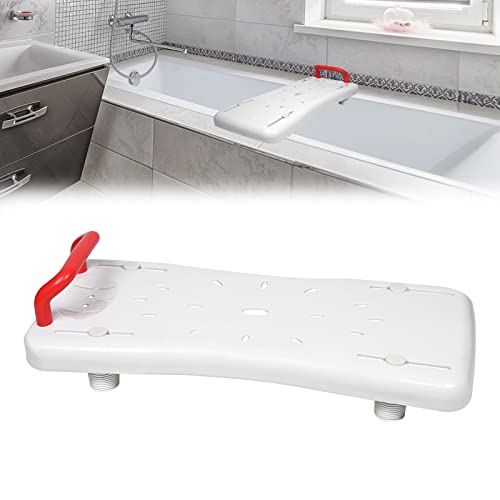 UISEBRT Badewannenbrett Badewannensitz Senioren, Sitzbrett für Badewanne, Wannensitz mit Griff und Seifenablage, Länge 70 cm, Weiß und Rot von UISEBRT