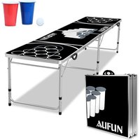 UISEBRT Beer Pong Tisch Set - Beer-Pong Komplett Satz Klappbarer Audio Table Höhenverstellbar Trinktische inkl.100 Becher (50 Rot & 50 Blau), 5 von UISEBRT