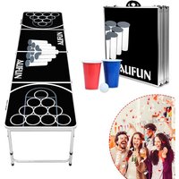 UISEBRT Beer Pong Tisch Set Klappbarer inkl.100 Becher (50 Rot & 50 Blau), 5 Bälle, Bierpong-Tisch Höhenverstellbar aus Wurfspiele für Partyspiele von UISEBRT
