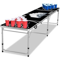 UISEBRT Beer Pong Tisch Set - inkl. 5 Baelle und 100 Becher (50 Rot & 50 Blau),Klappbare, aus Aluminium, Hoehenverstellbar, Fuer Partys und Spiele, von UISEBRT