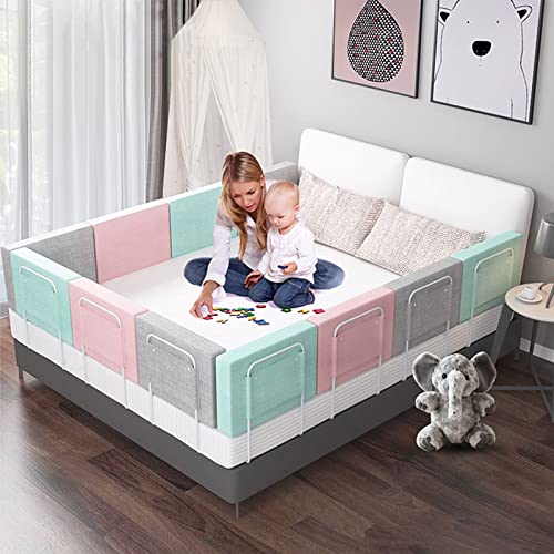 UISEBRT Bettgitter Bettschutzgitter für Kinder 50cm 5-Loch Höhenverstellbar - Bett Rausfallschutz Kinder, Kinderbettgitter für Familienbett und Kinderbett (50cm, Kirschrosa) von UISEBRT