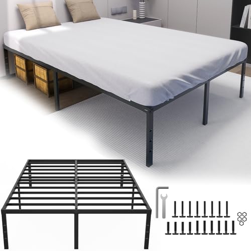 UISEBRT Bettrahmen 140 x 200 cm Metallbett Bettgestell Plattformbett aus Metall Doppelbett mit 37.5cm Höhe Stauraum unter dem Bett - Maximale Tragfähigkeit 270 kg von UISEBRT