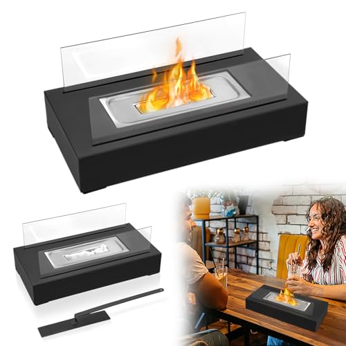 UISEBRT Bioethanol Tischkamine Tischfeuer mit Deko Steinen Bio Ethanol Dekofeuer Glaskamin Feuerstelle für Indoor Outdoor Deko【Type B】 von UISEBRT