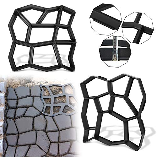 UISEBRT DIY Betonform Schalungsform Schwarz Pflasterform Betonpflaster BetonPflasterform Betonblock Gießform für Gehwegen, Garten, Rasenbahnen (2 Stück) von UISEBRT