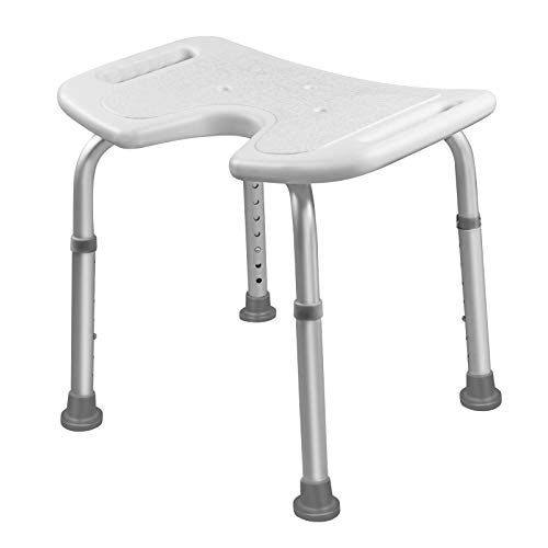 UISEBRT Duschhocker Badhocker Höhenverstellbar 35-51cm 135kg - Duschstuhl Duschsitz für Senioren, Kinder,Menschen mit Behinderungen (Duschhocker Höhenverstellbar - U-Typ) von UISEBRT