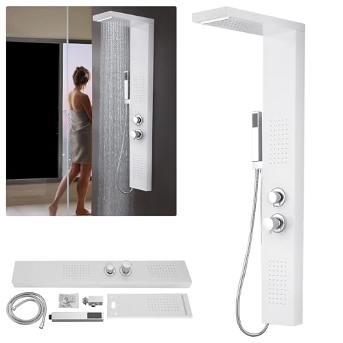 UISEBRT Duschpaneel Gebürstet Edelstahl Duschsystem Eckmontage Duschsäule 4 Multifunktion Duschset mit Regendusche, Massagedüsen, Handbrause und Wanneneinlauf Duschkopf für Badezimmer【Mattweiß】 UISEBRT Duschpaneel Gebürstet Edelstahl Duschsystem Eckmontage Duschsäule 4 Multifunktion Duschset mit Regendusche, Massagedüsen, Handbrause und Wanneneinlauf Duschkopf für Badezimmer【Mattweiß】 von UISEBRT