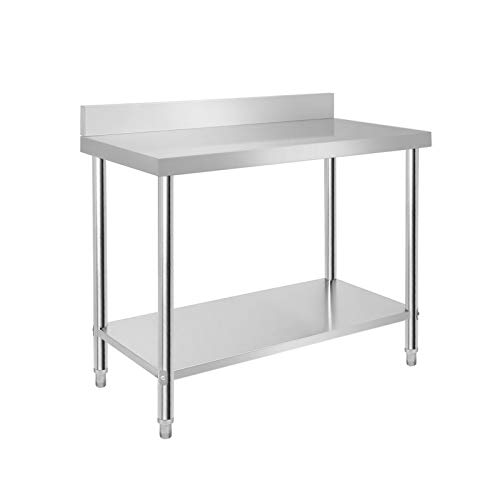 UISEBRT Edelstahl Arbeitstisch mit Aufkantung 100 x 60 x 85 cm Edelstahltisch Küchentisch mit Verstellbare Füße, Küche Tisch Zerlegetisch mit extra großer unteren Ablagefläche von UISEBRT