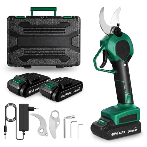 UISEBRT Elektrische Gartenschere mit 2 Wiederaufladbare Batterie und 2 Blades- Professionelle Akku Astschere 48V 3000mAh, Schnittdurchmesser 30mm, Schnittschere für Gärten, Äste, Blumenbeete UISEBRT Elektrische Gartenschere mit 2 Wiederaufladbare Batterie und 2 Blades- Professionelle Akku Astschere 48V 3000mAh, Schnittdurchmesser 30mm, Schnittschere für Gärten, Äste, Blumenbeete von UISEBRT