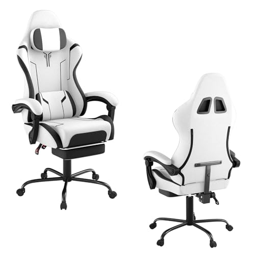 UISEBRT Ergonomischer Gaming Stuhl mit Massage & Fußstütze, Komfortabler Gaming Sessel Gaming Chair Verstellbare Rückenlehne, Kopfstütze & Massage-Lendenkissen - Schwarz & Weiß UISEBRT Ergonomischer Gaming Stuhl mit Massage & Fußstütze, Komfortabler Gaming Sessel Gaming Chair Verstellbare Rückenlehne, Kopfstütze & Massage-Lendenkissen - Schwarz & Weiß von UISEBRT