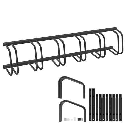 UISEBRT Fahrradständer aus Galvanisierter Stahl,Fahrradträger für 6 Fahrräder,Fahrradhalter für 30-65mm Reifenbreite,Aufstellständer für Boden oder Wandmontage,Schwarz von UISEBRT