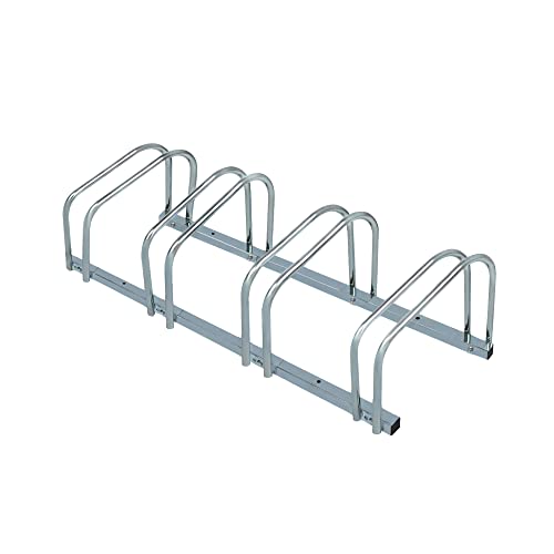 UISEBRT Fahrradständer für 4 Fahrräder Aufstellständer Mehrfachständer Metall Fahrrad Ständer Boden Wand Montage, Silber von UISEBRT
