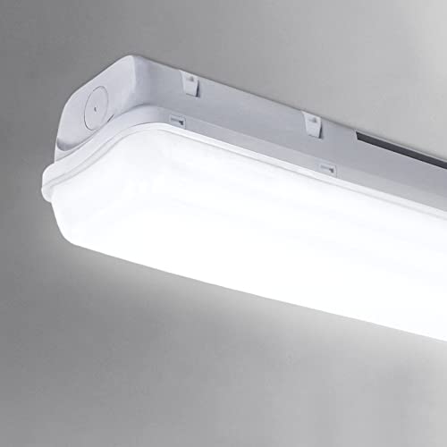 UISEBRT Feuchtraumleuchte LED 150cm 48W 4320LM Wannenleuchte LED Deckenleuchte IP65 Wasserfest Werkstattlampe LED Röhre Leuchtstoffröhre für Garage Keller Werkstatt Feuchtraum Büro (Kaltweiß) von UISEBRT