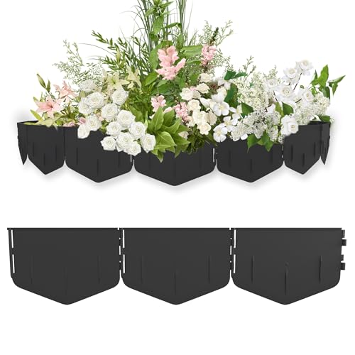 UISEBRT Flexible Gartenpalisade Beetzaun, Rasenkante Kunststoff mit Matter Oberfläche, Einfach mit Gummihammer einsetzbar, Keine Gräben nötig, Beeteinfassung für Garten (4m, Schwarz) von UISEBRT