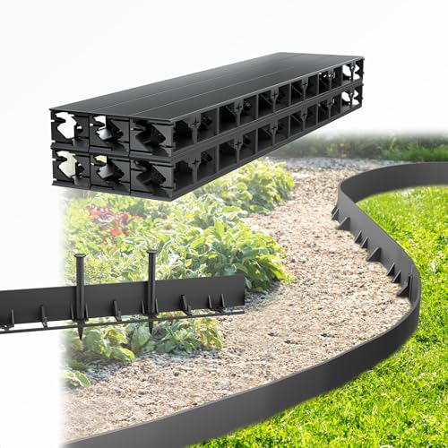 UISEBRT Flexible Rasenkante 24m Beeteinfassung mit 100 Erdanker Rasenkante Kunststoff Höhe 5,8cm, Schwarz UISEBRT Flexible Rasenkante 24m Beeteinfassung mit 100 Erdanker Rasenkante Kunststoff Höhe 5,8cm, Schwarz von UISEBRT