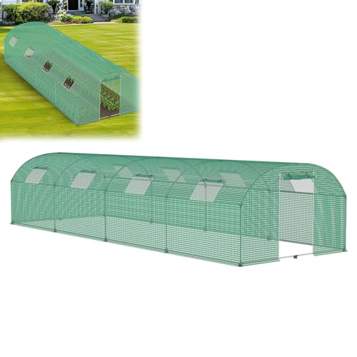 UISEBRT Foliengewächshaus Tomatenhaus Gewächshaus Folientunnel Garten Treibhaus mit Tür & Fenstern 3x8x2m HDPE+LDPE-Folie mit UV-Schutz Stahlrohr Ø22mm Foliengewächshaus für Gemüse Blumen Kräuter von UISEBRT
