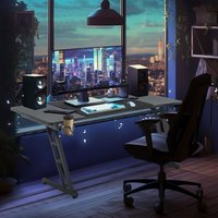 UISEBRT Gaming Tisch Schreibtisch - 120x60x74cm Gaming Computertisch mit Kohlefaseroberfläche - Schreibtische Ergonomischer Spieltisch bis 150KG für von UISEBRT