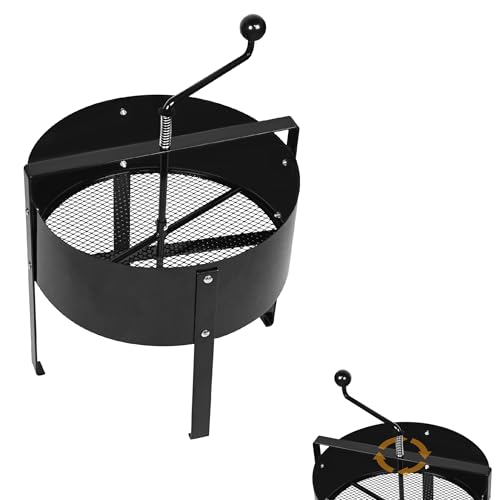 UISEBRT Gartensieb Erde Bodensieb aus Metall Handkurbelsieb Kompostsieb Sieb für Erde Steine Kompost Unkraut Sand, Ø40 cm Schwarz von UISEBRT