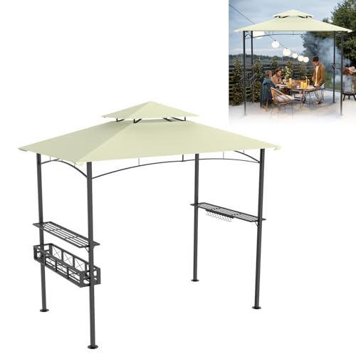 UISEBRT Grillpavillon Winterfest mit Metallrahmen und Polyesterdach, 245 x 153 x 250 cm, Schutz vor Regen und Sonne, inkl. Stauraumbasket, Pavillon Überdachung für Grillpartys Garten Terrasse,Beige UISEBRT Grillpavillon Winterfest mit Metallrahmen und Polyesterdach, 245 x 153 x 250 cm, Schutz vor Regen und Sonne, inkl. Stauraumbasket, Pavillon Überdachung für Grillpartys Garten Terrasse,Beige von UISEBRT