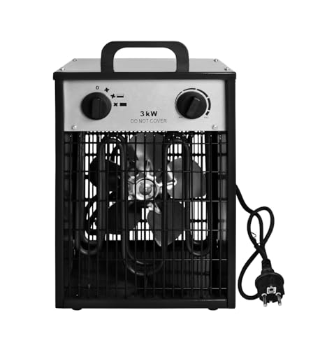 UISEBRT Heizlüfter Elektroheizung 220V Bauheizer Elektroheizer Heizstrahler Heizgeraet Heizgebläse mit Thermostat,Elektrisch Heizgerät mit 4 Heizstufen (3 KW) von UISEBRT