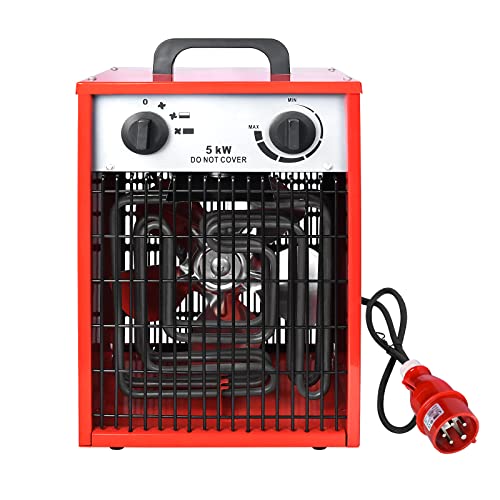 UISEBRT Heizlüfter Elektroheizung 5KW 400V - Bauheizer Elektroheizer Heizstrahler Heizgeraet Heizgebläse mit Thermostat & 4 Heizstufen (5KW) von UISEBRT
