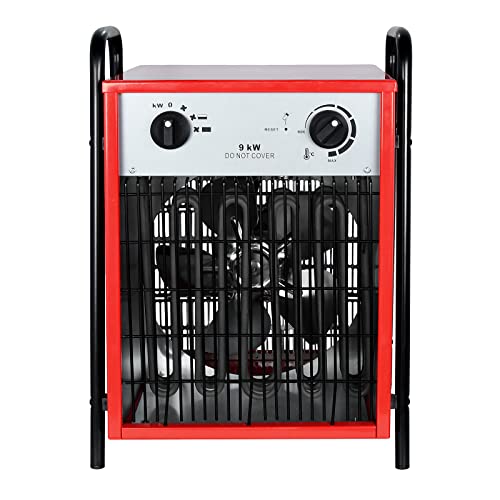 UISEBRT Heizlüfter Elektroheizung 9KW 400V - Bauheizer Elektroheizer Heizstrahler Heizgeraet Heizgebläse mit Thermostat & 4 Heizstufen (9KW) von UISEBRT