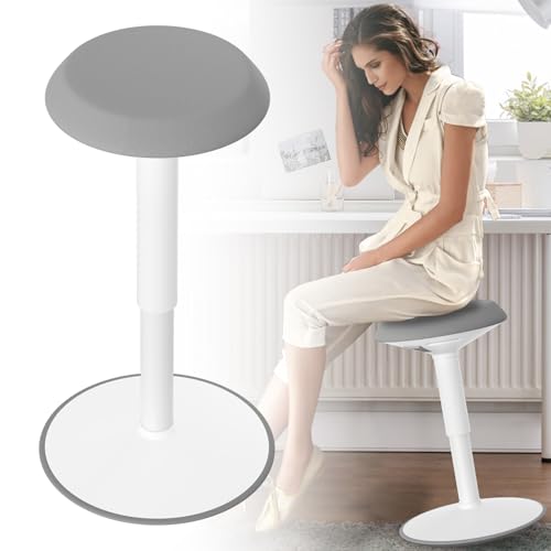 UISEBRT Hocker Ergonomischer,Sitzhocker Höhenverstellbar 43-61 cm, Stehhocker Anti-Rutsch,für Wohnzimmer,Schlafzimmer,Büro,Grau,Rund von UISEBRT