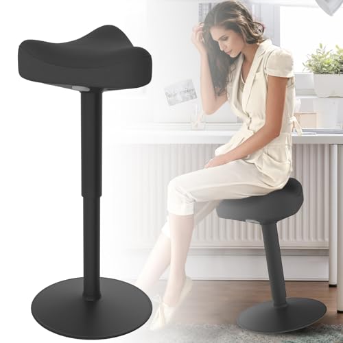 UISEBRT Hocker Ergonomischer,Sitzhocker Höhenverstellbar 57-82 cm, Stehhocker Anti-Rutsch,für Wohnzimmer,Schlafzimmer,Büro,Schwarz von UISEBRT