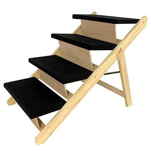 UISEBRT Hundetreppe Klappbar Hunderampe 2-in1 Haustiertreppe aus Holz Tiertreppe mit Anti-rutsch Einsatz, Petwalk Hundeleiter Auffahrrampe Für Haustiere bis zu 80 kg von UISEBRT