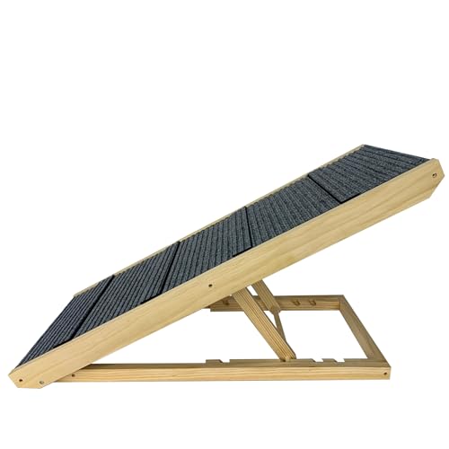 UISEBRT Hundetreppe Klappbar Hunderampe Haustiertreppe aus Holz Tiertreppe mit Anti-rutsch Einsatz, Petwalk Hundeleiter Auffahrrampe Für Haustiere bis zu 100 kg von UISEBRT