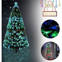 UISEBRT Künstlicher Weihnachtsbaum mit Beleuchtung 210cm - LED Tannenbaum Christbaum Dekobaum mit Glasfaser-Farbwechsel (210cm, Bunte Glasfaser) von UISEBRT