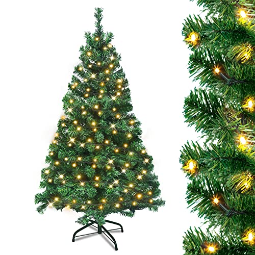 UISEBRT Künstlicher Weihnachtsbaum mit Beleuchtung - LED Tannenbaum mit Metallständer 250 Leuchten, PVC Christbaum für Weihnachten Dekoration (180cm) von UISEBRT