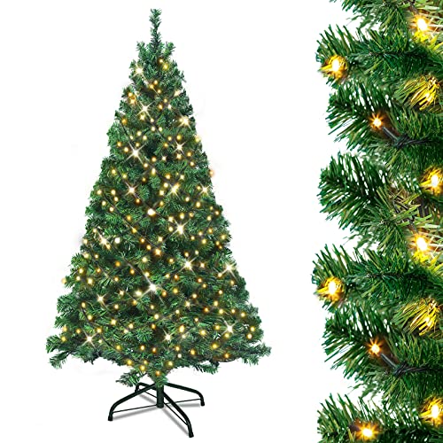 UISEBRT Künstlicher Weihnachtsbaum mit Beleuchtung - LED Tannenbaum mit Metallständer 350 Leuchten, PVC Christbaum für Weihnachten Dekoration (210cm) von UISEBRT