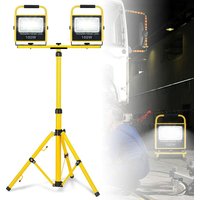 UISEBRT LED Baustrahler Akku Baustellen Strahler 2*100W Kaltweiß mit Stativ LED Arbeitsscheinwerfer inkl. Standgestell mit 3 Helligkeitsmodi Baulampe UISEBRT LED Baustrahler Akku Baustellen Strahler 2*100W Kaltweiß mit Stativ LED Arbeitsscheinwerfer inkl. Standgestell mit 3 Helligkeitsmodi Baulampe von UISEBRT