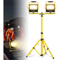 UISEBRT LED Baustrahler Akku Baustellen Strahler 2*100W Warmweiß mit Stativ LED Arbeitsscheinwerfer inkl. Standgestell mit 3 Helligkeitsmodi Baulampe UISEBRT LED Baustrahler Akku Baustellen Strahler 2*100W Warmweiß mit Stativ LED Arbeitsscheinwerfer inkl. Standgestell mit 3 Helligkeitsmodi Baulampe von UISEBRT