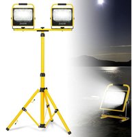UISEBRT LED Baustrahler Akku Baustellen Strahler 2*200W Kaltweiß mit Stativ LED Arbeitsscheinwerfer inkl. Standgestell mit 3 Helligkeitsmodi Baulampe UISEBRT LED Baustrahler Akku Baustellen Strahler 2*200W Kaltweiß mit Stativ LED Arbeitsscheinwerfer inkl. Standgestell mit 3 Helligkeitsmodi Baulampe von UISEBRT