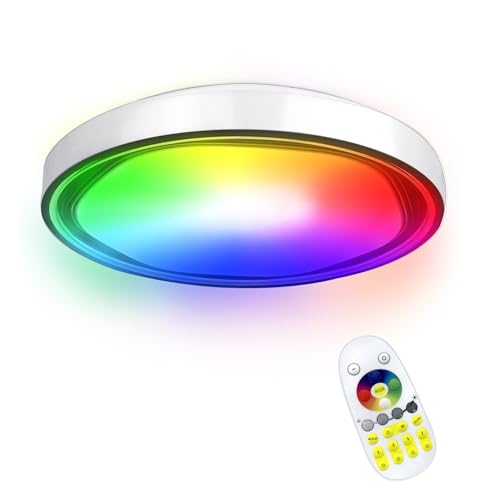 UISEBRT LED Deckenleuchte Flach 60W Dimmbar Deckenlampe RGB mit Fernbedienung Ultraslim Panelleuchte IP44 Led Lampen für Bad Flur Schlafzimme Wohnzimmer (Typ B von UISEBRT