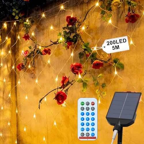 UISEBRT Lichternetz Außen Solar 3x2m 250LED - Solar Weihnachtsbeleuchtung LED Lichterketten Warmweiß, mit 13 Modi & Timer Wasserdicht IP44 für Aussen Halloween, Weihnachtsdeko, Ostern, Gartendeko UISEBRT Lichternetz Außen Solar 3x2m 250LED - Solar Weihnachtsbeleuchtung LED Lichterketten Warmweiß, mit 13 Modi & Timer Wasserdicht IP44 für Aussen Halloween, Weihnachtsdeko, Ostern, Gartendeko von UISEBRT