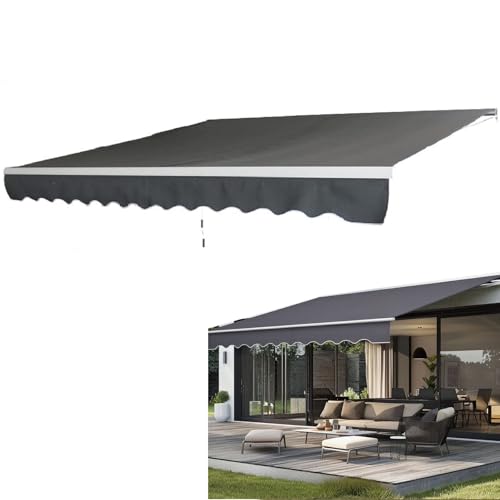 UISEBRT Markise Balkon 400x300cm - Gelenkarmmarkise Klemmmarkise Sonnenmarkise Sonnenschutz, Dunkelgrau von UISEBRT