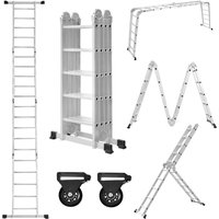 UISEBRT Mehrzweckleiter 4x5 Aluminium mit Plattform 6 in 1 Multifunktionsleiter Leiter 550cm Klappleiter Gelenkleiter Aluleiter Kombileiter von UISEBRT