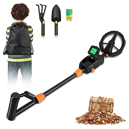 UISEBRT Metalldetektor Kinder Kinderdetektor Leichte Handheld Detektor mit LCD-Display und Suchspule, Metallsuchgerät Metalldetektoren Set für Kinder und Erwachsene, mit Schaufel von UISEBRT