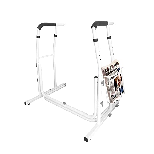 UISEBRT Mobile Aufstehhilfe Höhenverstellbar - WC Toiletten Stützgestell Haltegriff Rutschfest mit Ablagekorb, Toilettenstützgestell für Bad, Belastbar bis 200 kg von UISEBRT