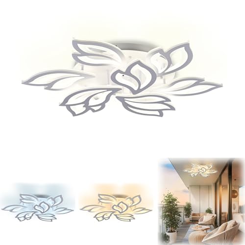 UISEBRT Moderne LED-Deckenleuchte 180W LED Wohnzimmerlampe, Dimmbare Unterputz-Deckenleuchte mit Fernbedienung Schlafzimmerlampe, 9-Blatt-LED-Kronleuchter Ø80cm/31.5in von UISEBRT
