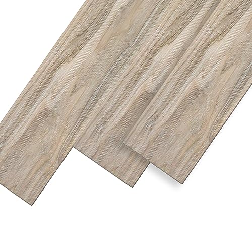 UISEBRT PVC Bodenbelag Selbstklebend Fliesen Vinylboden Holz-Optik, 91,44 x 15,24 x 0,2 cm, 18 Stück für ca. 2,5 m², Dekor-Dielen für Küche Wohnzimmer Balkon (White Oak) von UISEBRT